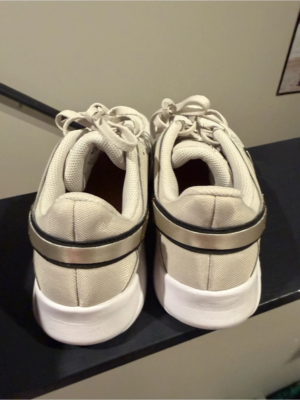 Nike Women Cream Sneaker with Leopard-Print Swoosh